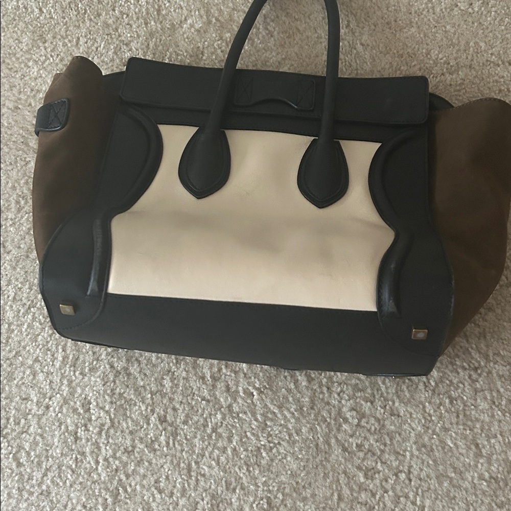 Celine Black, White, and Brown Satchel - Picture 3 of 5